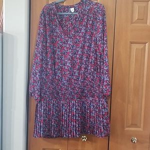 Red and blue floral dress